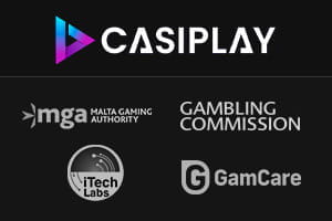 Alle Logos der für die Sicherheit und Seriosität relevanten Lizenzen und Zertifikate des Casiplay Casinos