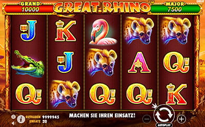 Der Great Rhino Slot im NightRush Casino.