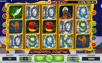 Der progressive Jackpot Slot Arabian Nights im Novibet Casino