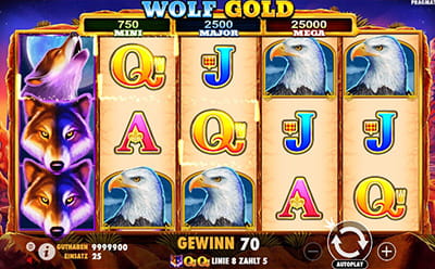 Der Online Spielautomat Wolf Gold.
