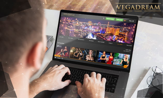 Die Webseite des Vegadream Casinos auf einem Laptop Bildschirm.