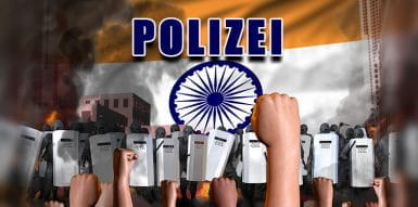 Glücksspieler attackieren ein Polizei Team in Andhra, Indien